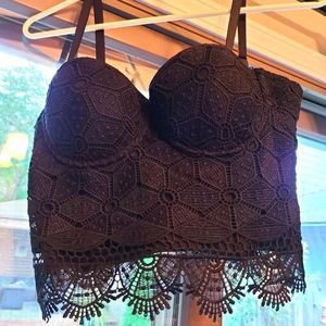 Love Culture Black Eyelet Bustier Corset Top